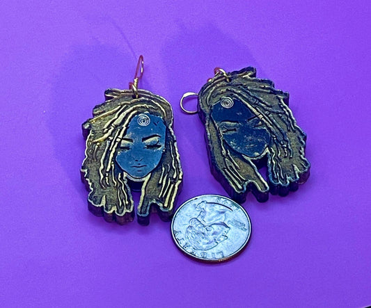 "Third Eye Queen" -Afrocentric Resin Earrings (made to order)