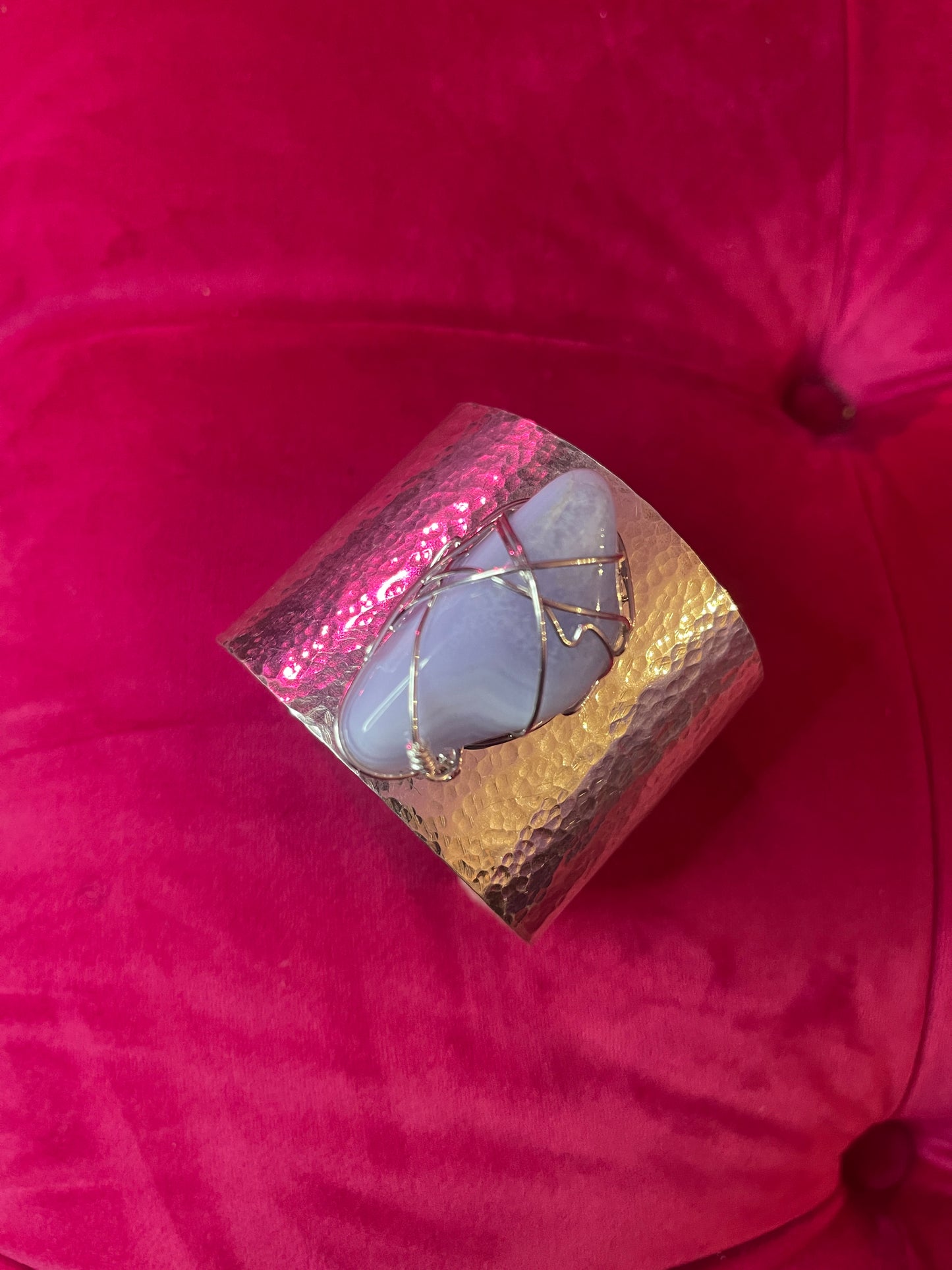 Sterling Silver and Blue Lace Agate Cuff