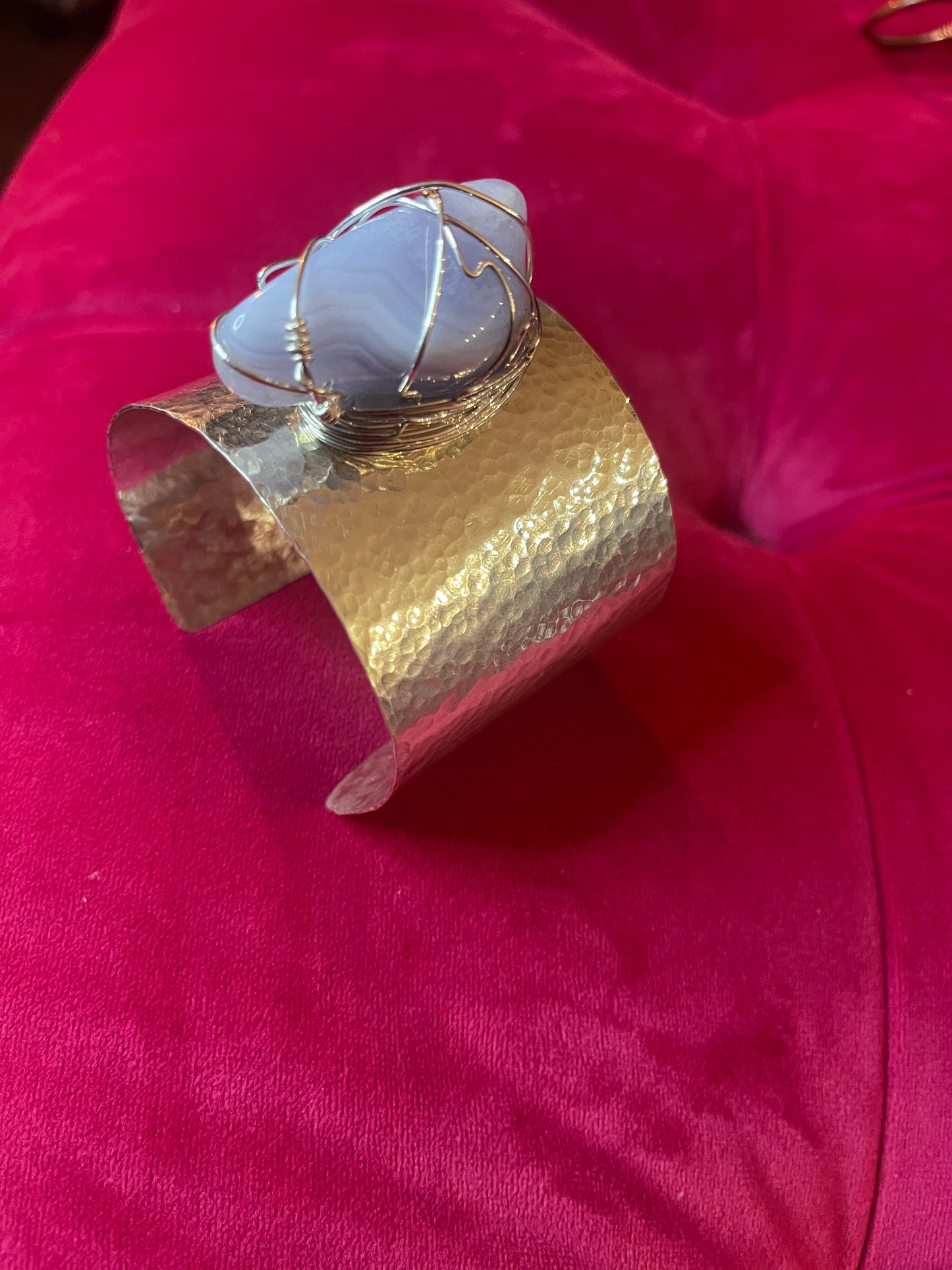 Sterling Silver and Blue Lace Agate Cuff