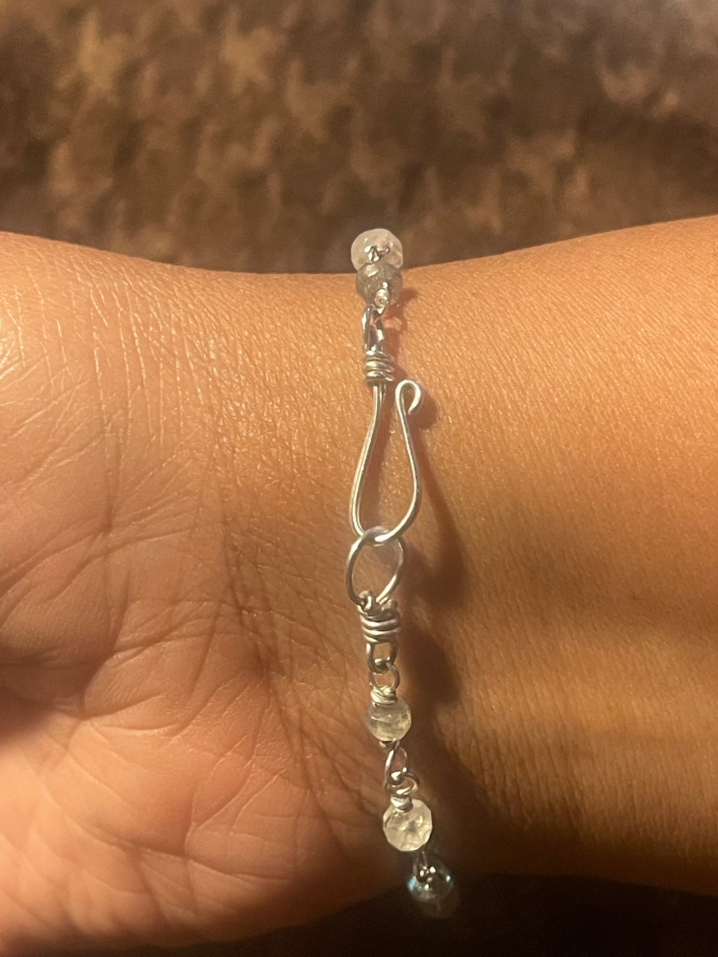 Moonstone and Labradorite Wrapped Chain Bracelet