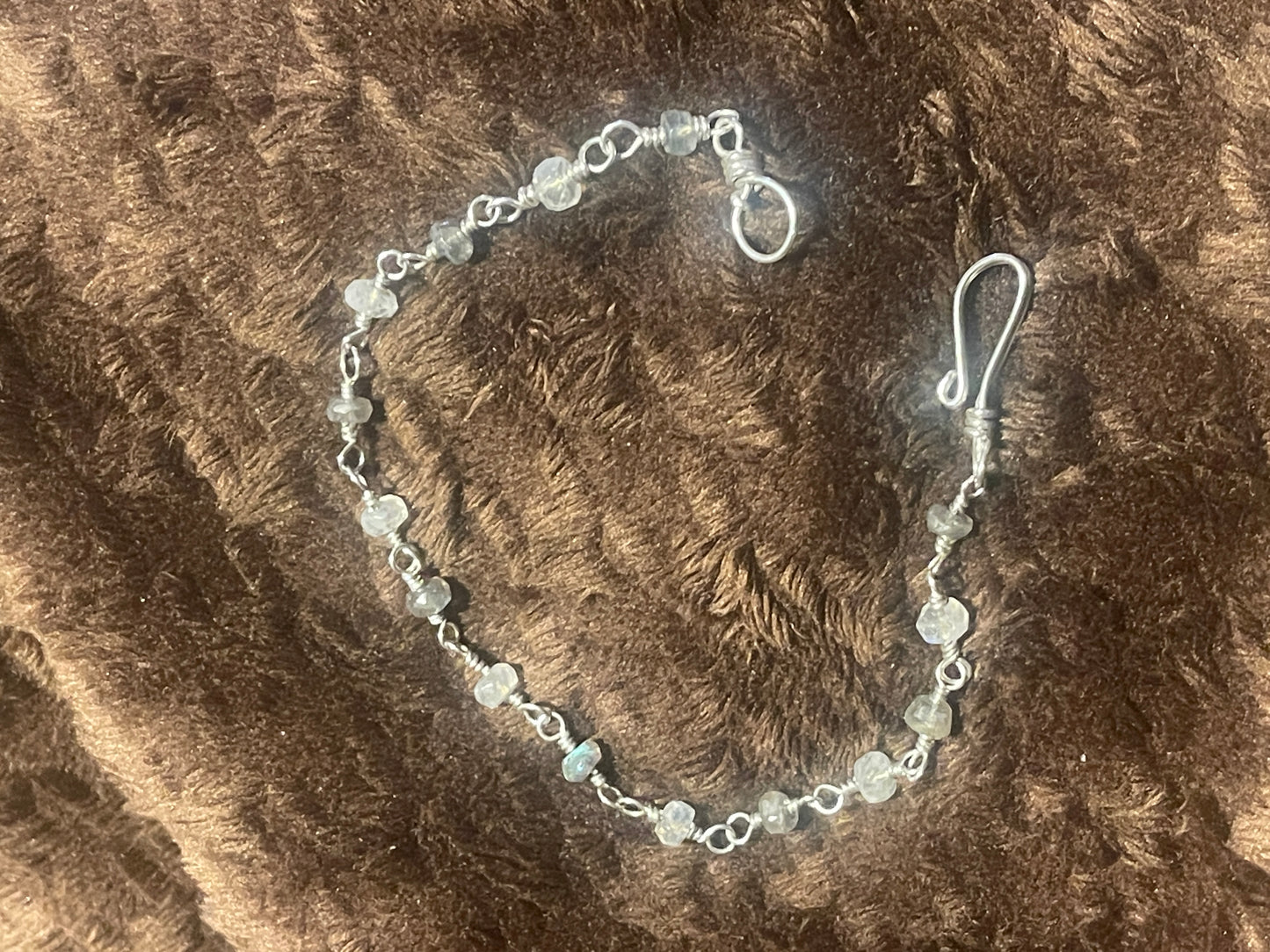 Moonstone and Labradorite Wrapped Chain Bracelet