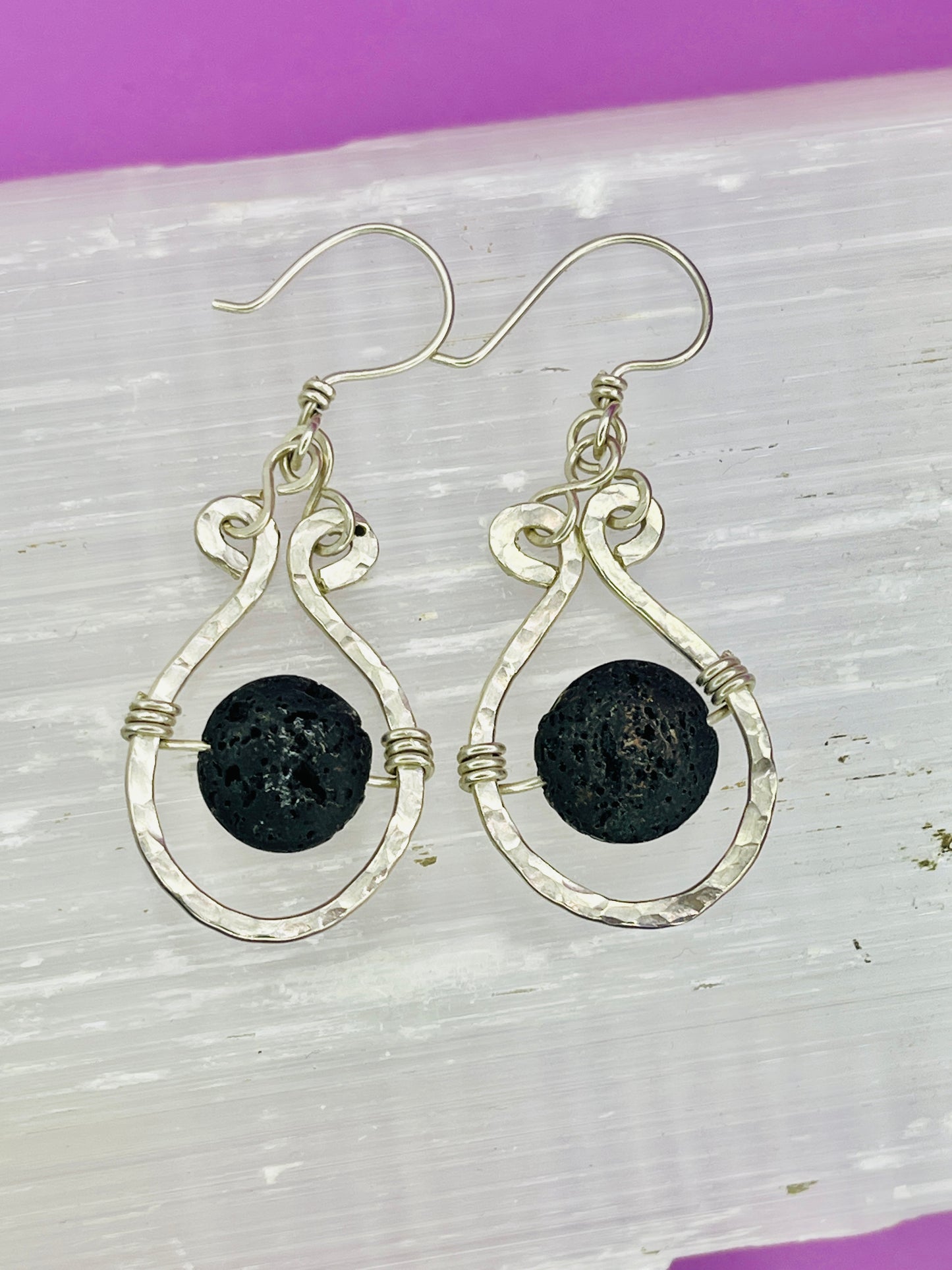 Lava Stone Sterling Silver Earrings