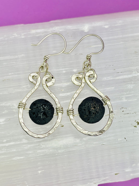 Lava Stone Sterling Silver Earrings